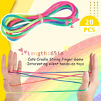 Regenbogen Cats Cradle Schnur 1.6M/63 Zoll Lange Regenbogen Bunte Fingerschnur Chinesische Fingerspiele Spielzeug für Kinder