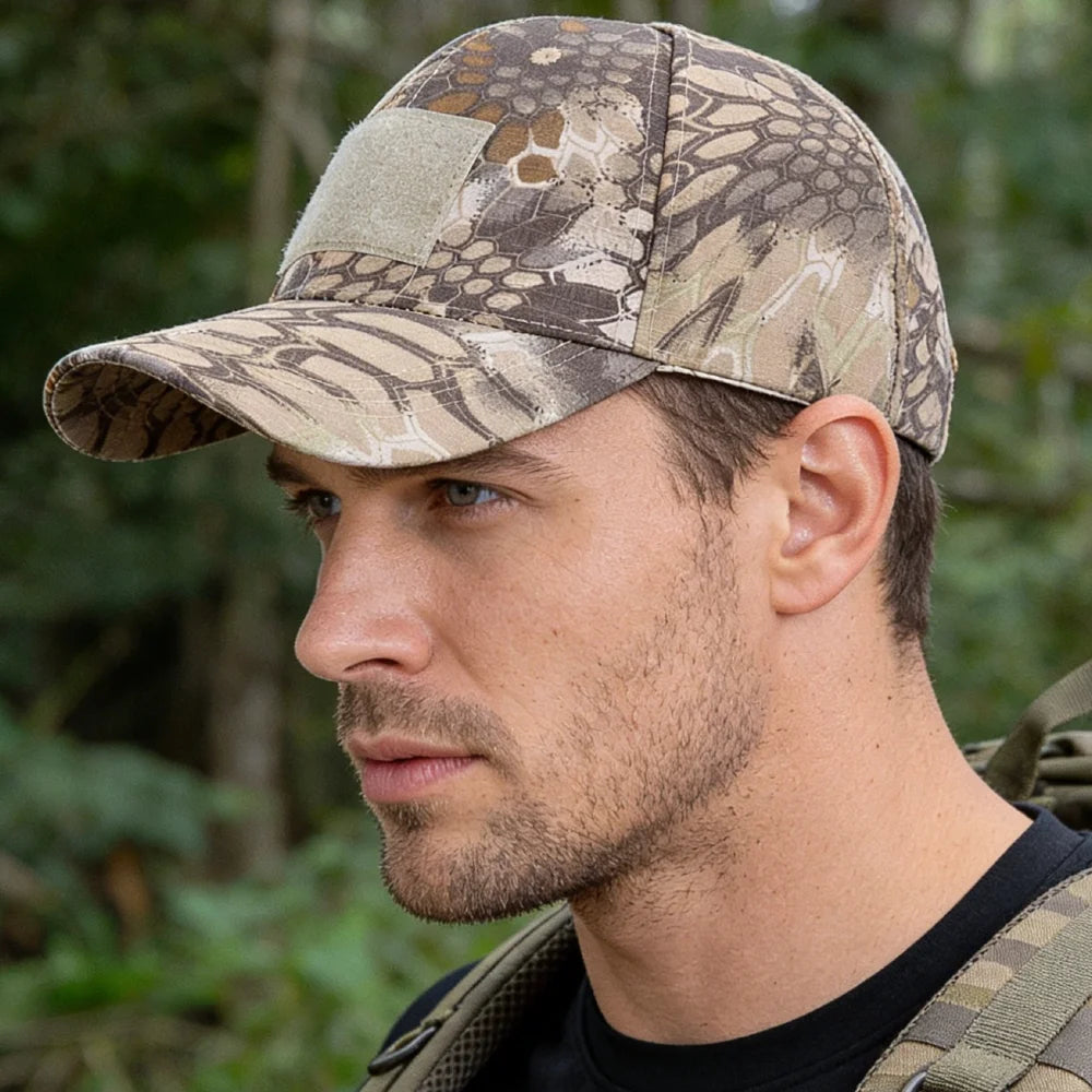 Men's Camouflage Tactical Baseball Cap With 3 Velcro Patches Military Camouflage Hat Cap For Outdoor Jugle Fishing Hiking Caps