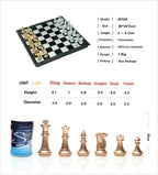Magnetisches Internationales Schachfiguren-Set, klappbares Tischbrett, 3 verschiedene Größen, 36x31cm König 7.2cm
