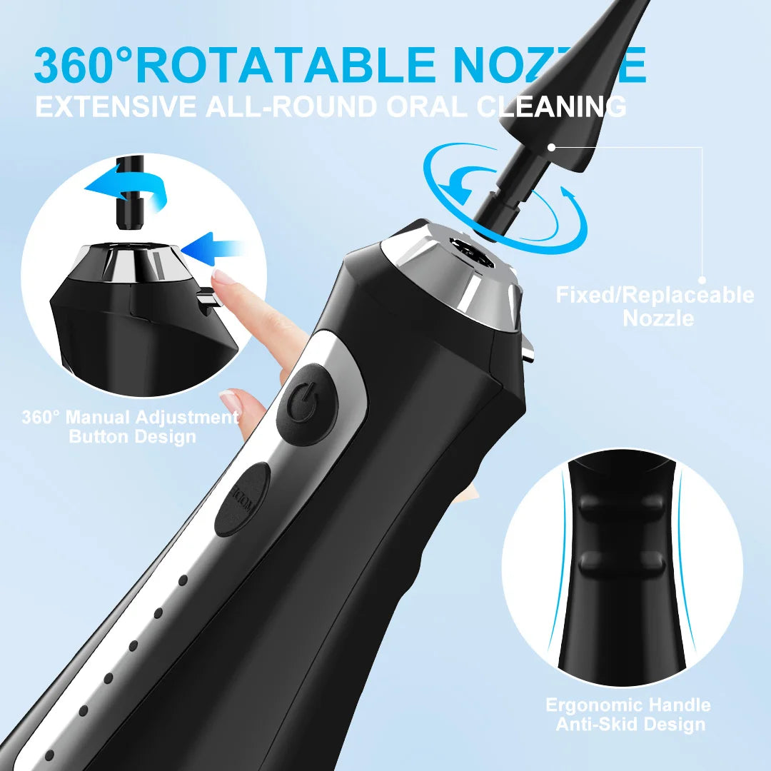 SEJOY Munddusche Irrigator Zahnaufhellungsstreifen Tragbar 230ML Tank 5 Modi 8 Düsen Reinigungsgerät für Zuhause