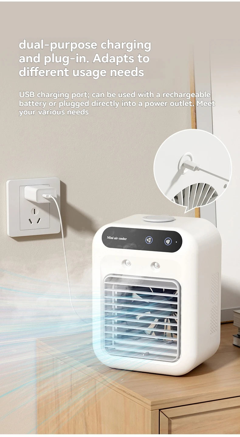 Kabelloser Klimaanlagen-Mini-Ventilator, tragbarer Luftkühler, 500 ml Eiswassersprühbefeuchter für den Heimgebrauch, Klimaanlagen-Nebelventilator, USB