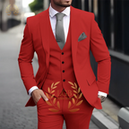 Herren Khaki 3-teiliger Anzug Klassischer spitzer Revers Business Formal Hochzeit Bräutigam Slim Fit Eleganter Gentleman-Stil Mode Blazer