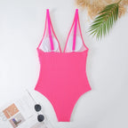 Tiefer V-Ausschnitt Einteiler Damen 2024 Push Up Bademode Weiblich Sexy Sommer Strandmode Schwimmen für Badeanzüge Micro Korean Monokini