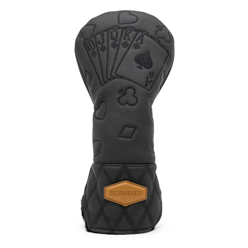 Black Lucky Poker Design Hochwertige Headcovers Bestickung Golfschläger Driver Head Fairwayholz Hybrid Headcovers 3 Holz Headc