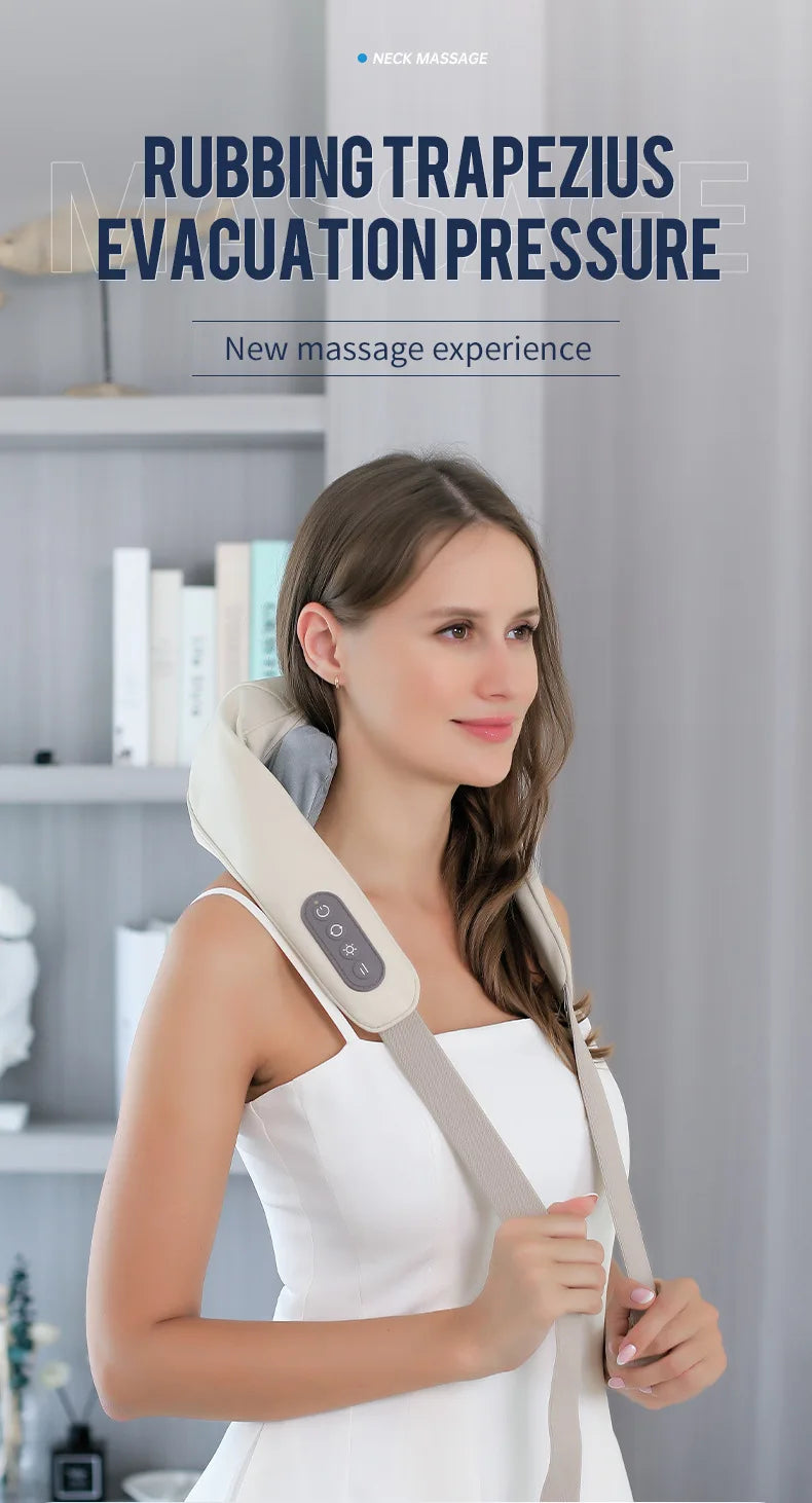 Foreverlily 26W Bürstenloser Motor Nacken- und Schultermassagegerät Kabelloses Nacken- und Rückenmassage-Schal Nackenmassager