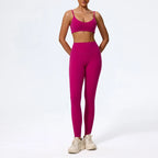 Hearuisavy Sommer Superweiches 2-teiliges Damen-Sportshorts-Set atmungsaktives Fitness-Yoga-BH Freizeit-Push-Up-Workout-Crop-Top