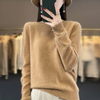 100 % Merinowolle Pullover Damen O-Ausschnitt Kaschmir Strickwaren Female Pullover Herbst Winter Freizeit Oberteile Einfarbig Weiche Kleidung