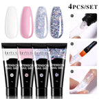 LILYCUTE 15ml Verlängerungsgel-Nagellack-Set Quick Nail Prolong mit Verlängerungsform-Nagelspitzen Acryl-Lösung Maniküre-Werkzeug-Kit