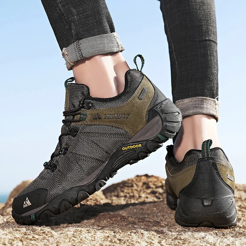 HIKEUP Rutschfeste Herren Wanderschuhe Atmungsaktive Outdoor Abriebfeste Spritzwassergeschützte Kletterschuhe Herren Sneaker Tourismus Bergschuhe