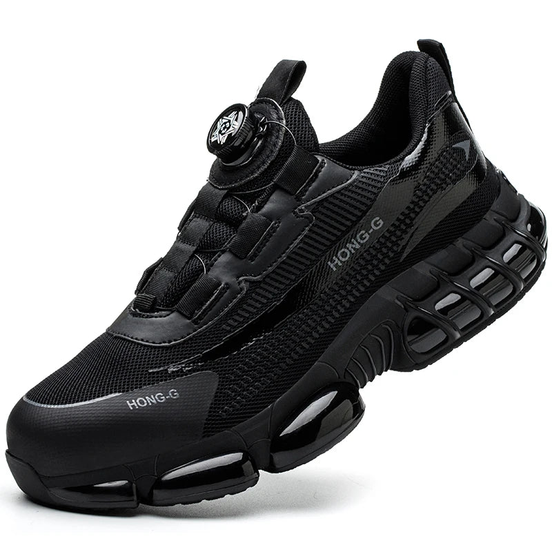 Herren Arbeitsschuhe Drehverschluss-Arbeitssneaker Schutzschuhe Industrie-Sicherheitsschuhe Durchtrittsicher Anti-Smash Stahlkappen-Schuhe