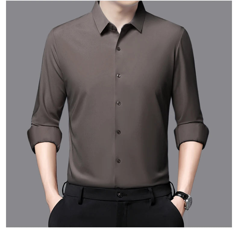 Premium Herren Ultra-Stretch Hemd – Hochwertiges seidiges Business Hemd mit langen Ärmeln für den Business- und Freizeitbereich