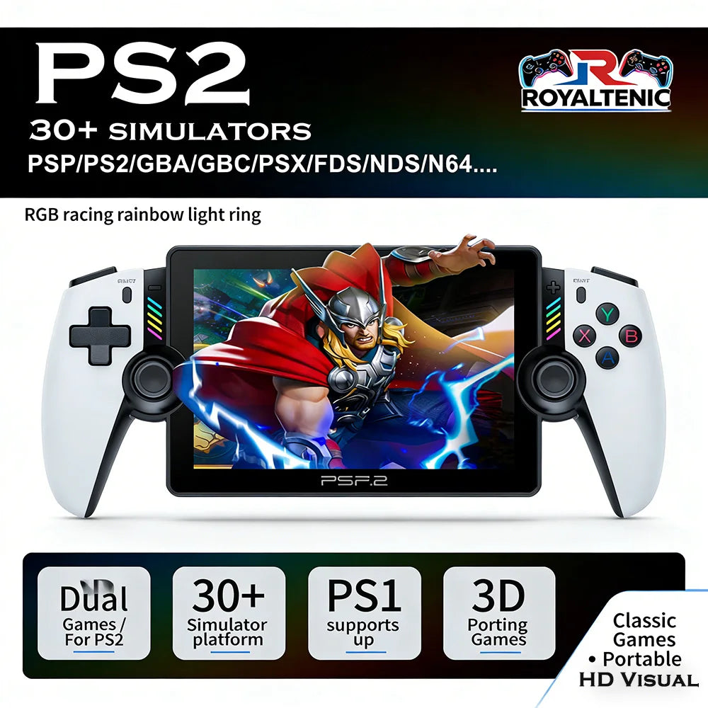 M28 Tragbare Retro-Videospielkonsole 7,1 Zoll HD-LCD 128 GB 4000 mAh 3D-Spielunterstützung PS2 30+ Simulatoren Dual-Joystick Hauptbild