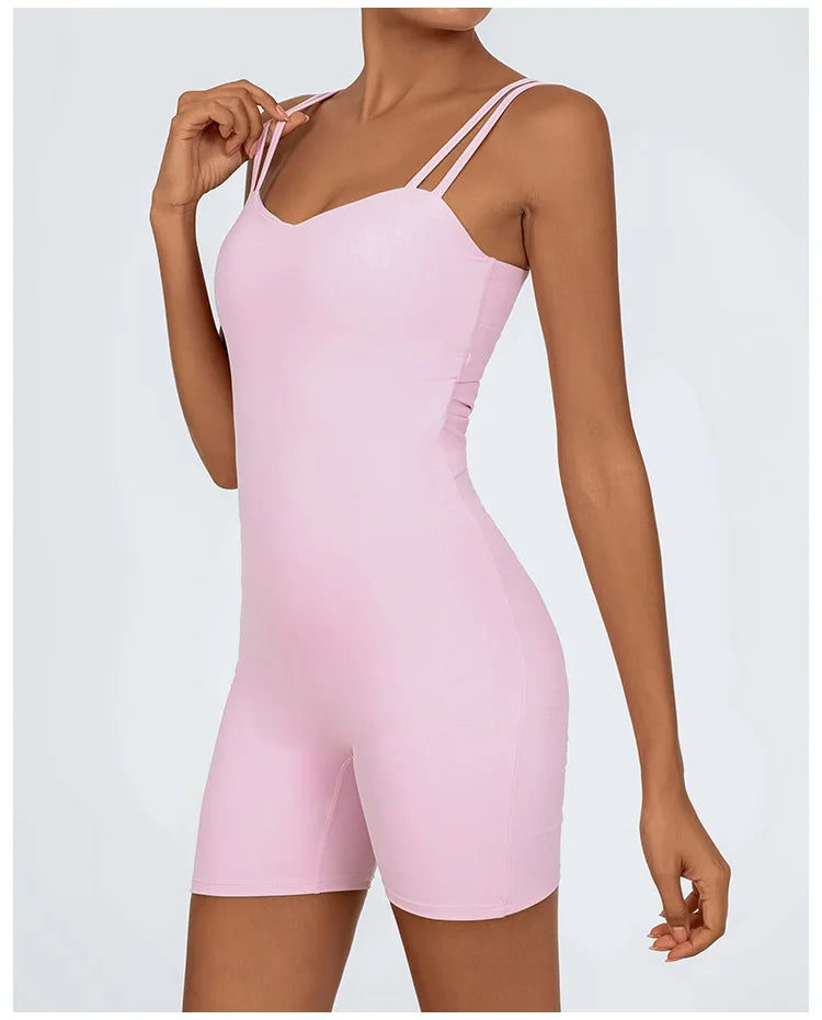Greenora Damen Workout Strampler Sexy Rückenfrei Yoga Overall Eng Anliegend Body Fitness Activewear Ärmellose Sportbekleidung Einteiler