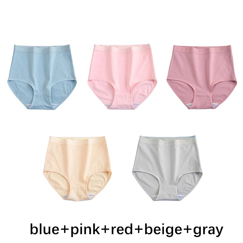 FallSweet 5er-Pack Damen Baumwollslips Nahtlose Plus Size Unterhosen Einfarbige Unterwäsche Weich Atmungsaktive Damenslips