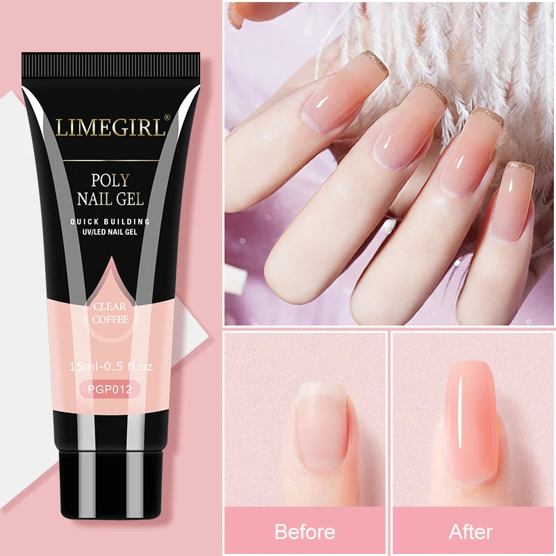 LIMEGIRL Nagelkunst-Set Poly-Nagelgel-Verlängerungs-Soak-Off-Gel-Set Nagelkunst-Acrylgel-Lack-Set für Anfänger Halbpermanentes Gel So