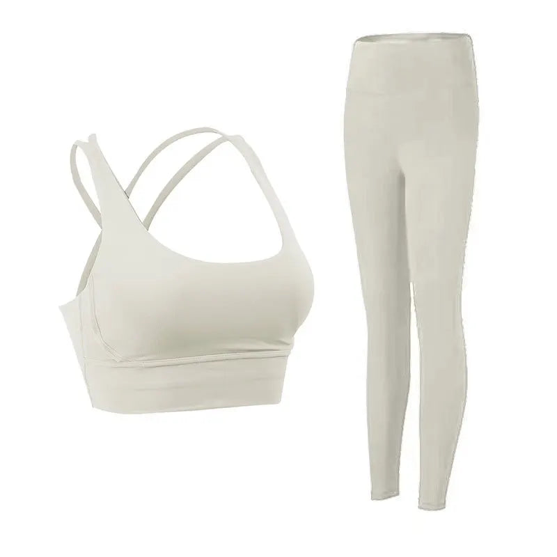 2-teiliger Yoga-Anzug für Damen Trainingsanzug Sportkleidung Pilates Fitness-Anzug Gym Workout Push-up Kleidung Sport-BH Leggings-Anzug