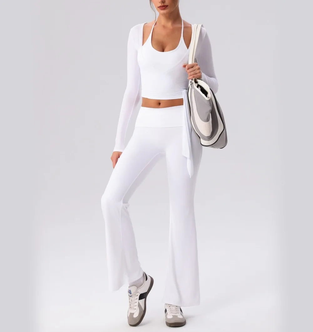 Yoga Sportshirt Blusen Pilates Crop Top Fitness Damen Langarm T-Shirt Oberteile Sweatshirt Sportbekleidung Damen Gym Yoga Kleidung