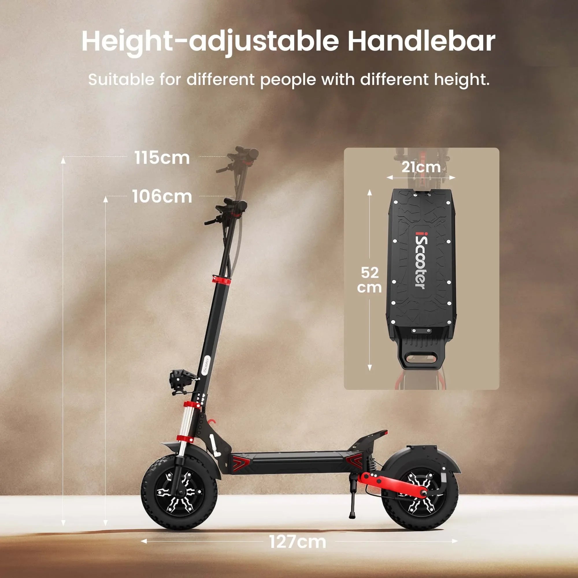 iScooter iX8 Erwachsenen Elektroroller 2400W Motor 48V20Ah Akku 12 Zoll Offroad-Luftreifen Faltbarer E-Scooter