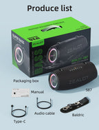 ZEALOT-S87 Outdoor Tragbarer kabelloser Bluetooth-Lautsprecher 80 W Hochleistungssubwoofer IPX6 Wasserdicht Camping