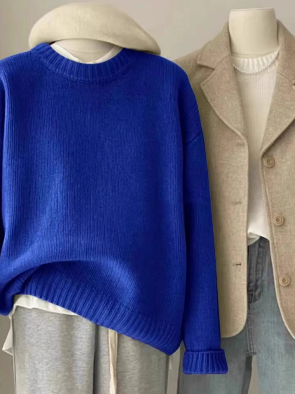 Weicher, wachsartiger Rundhals-Pullover aus 100 % reinem Kaschmir für Damen, lockerer Pullover, Herbst- und Winter-Kurzpullover