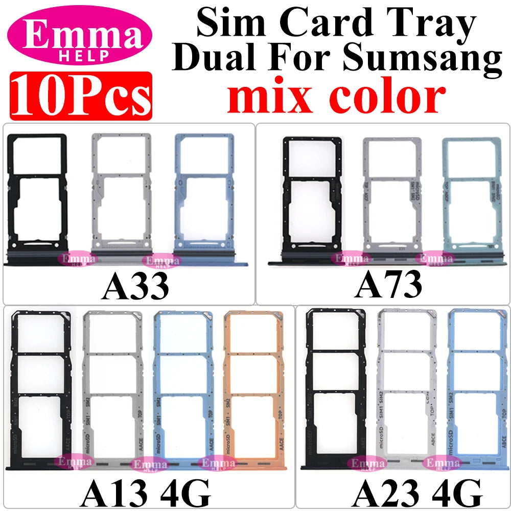 10Pcs Dual-Karten-Telefon-SIM-SD-Kartenfach für Samsung Galaxy A14 A24 A34 A54 A13 A23 A33 A53 A73 SIM-Kartenhalter-Adapter-Schublade