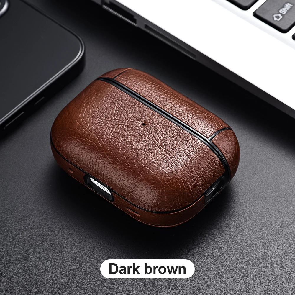 For Airpods Pro 3 Case Leather Business Earphone Case Headset Shell Headphone Cover For Apple AirPod 4 3 Pro 2nd Gen USB C Funda