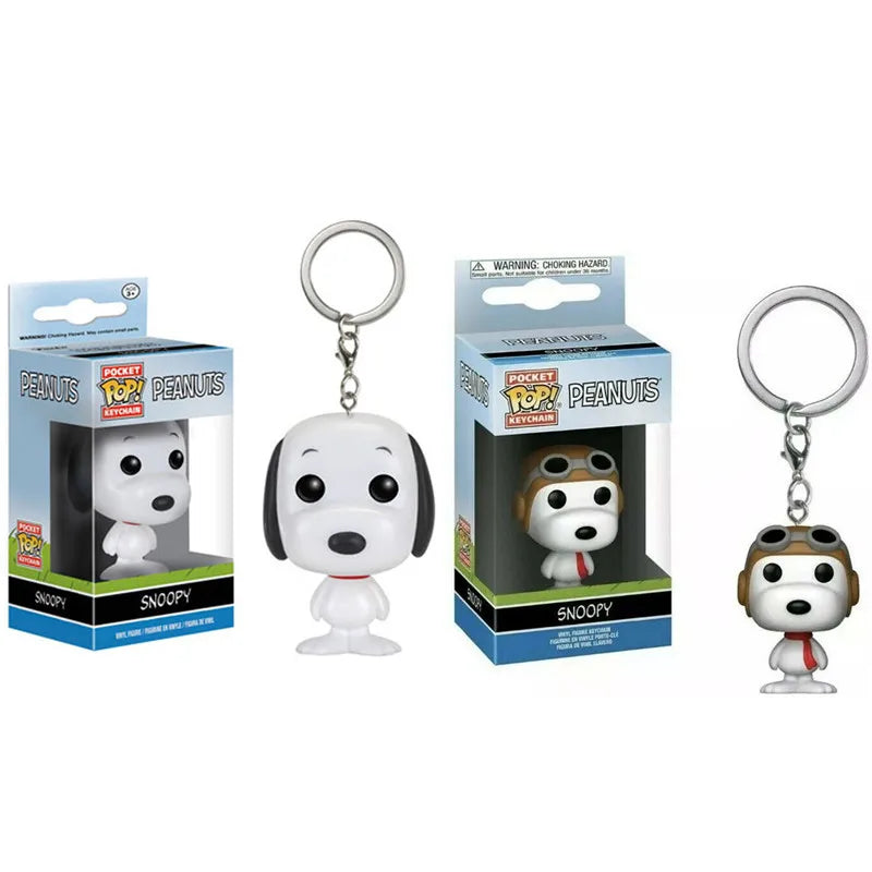 Neu eingetroffen FUNKO POP Pocket Schlüsselanhänger Peanuts Snoopy mit Hut neuer Snoopy Schlüsselanhänger mit Box Actionfigur Spielzeug für Ornamente