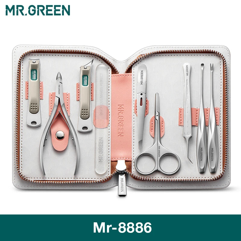MR.GREEN Premium Maniküre-Set: Profi-Edelstahlwerkzeuge mit klaren Linien & reisefertigem Design, tragbare Tasche