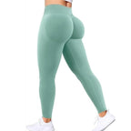 Nahtlose Damen-Yogahose mit festem Bund, dreifachem Bund, sexy, hüfthebend, enge Sporthose, Fitness-Trainings-Yogahose