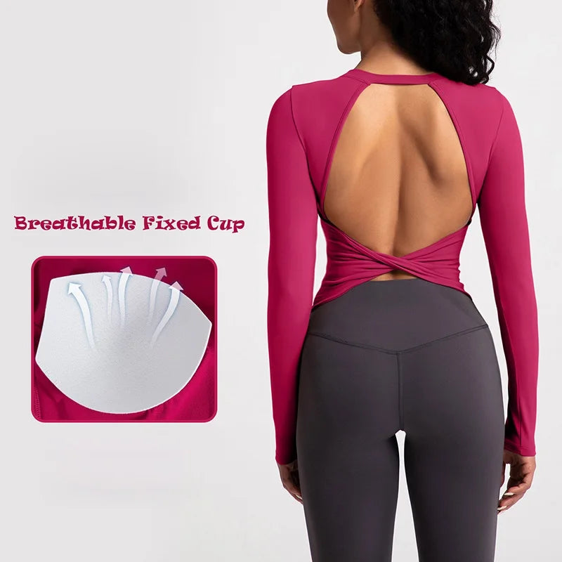 Cloud Hide Black Beauty Back Yoga Shirts Damen Langarmbluse Übergröße Sport Gym Fitness Top Laufshirt Workout Shirt