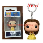 Neue FUNKO Schlüsselanhänger Disney Dämonin Prinzessin Bella Arielle Alice Anna Elsa Bell Jack Sally Stitch Actionfigur Spielzeug Ornamente
