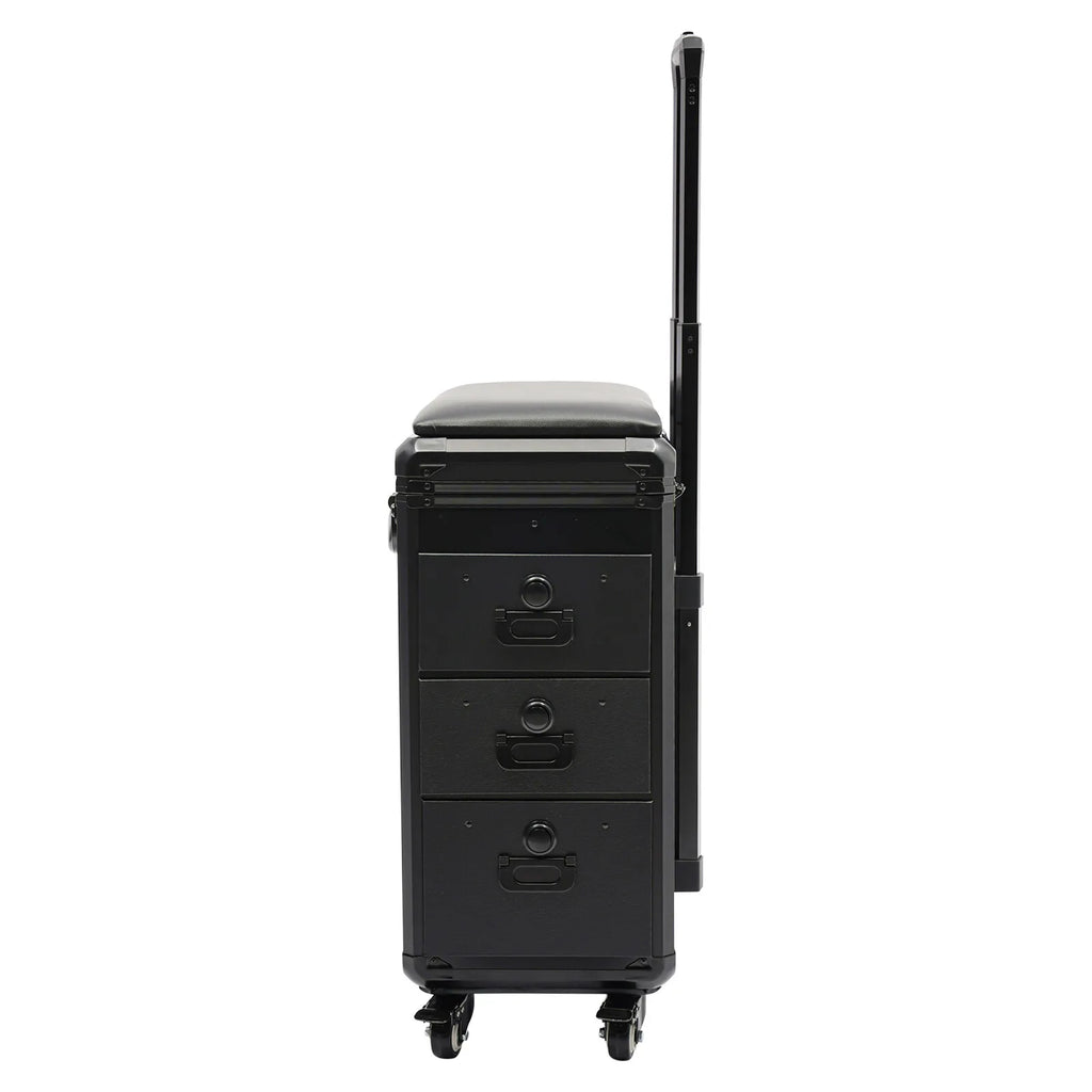 Rollender Make-up-Trolley mit Tattoo-Armlehnenständer, Beauty-Trolley mit 3 Schubladen, 4 Universalrädern und Zahlenschloss