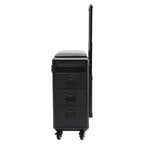 Rollender Make-up-Trolley mit Tattoo-Armlehnenständer, Beauty-Trolley mit 3 Schubladen, 4 Universalrädern und Zahlenschloss