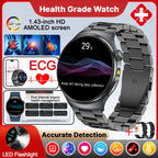 Neue genaue EKG-Smartwatch, Blutfettwerte, Fünf-Organe-Gesundheitscheck, Körpertemperatur, BT-Anruf, Sport-Smartwatches für Herren 2026
