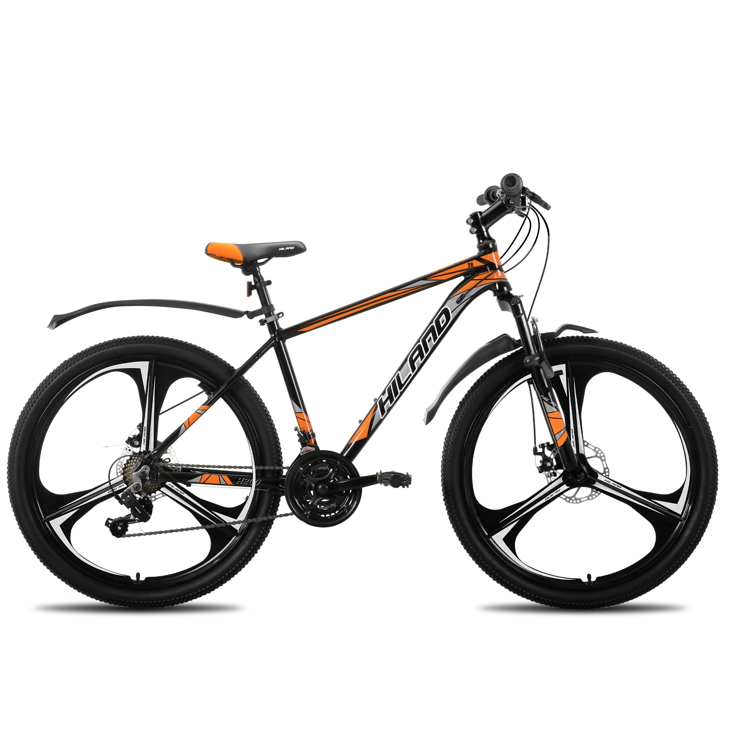 HILAND Mountainbike, 3-Speichen-Rad, 18 Gänge Schaltung, Aluminiumrahmen 26 Zoll Räder, Scheibenbremsen Fahrrad für Herren Damen Herren-MTB