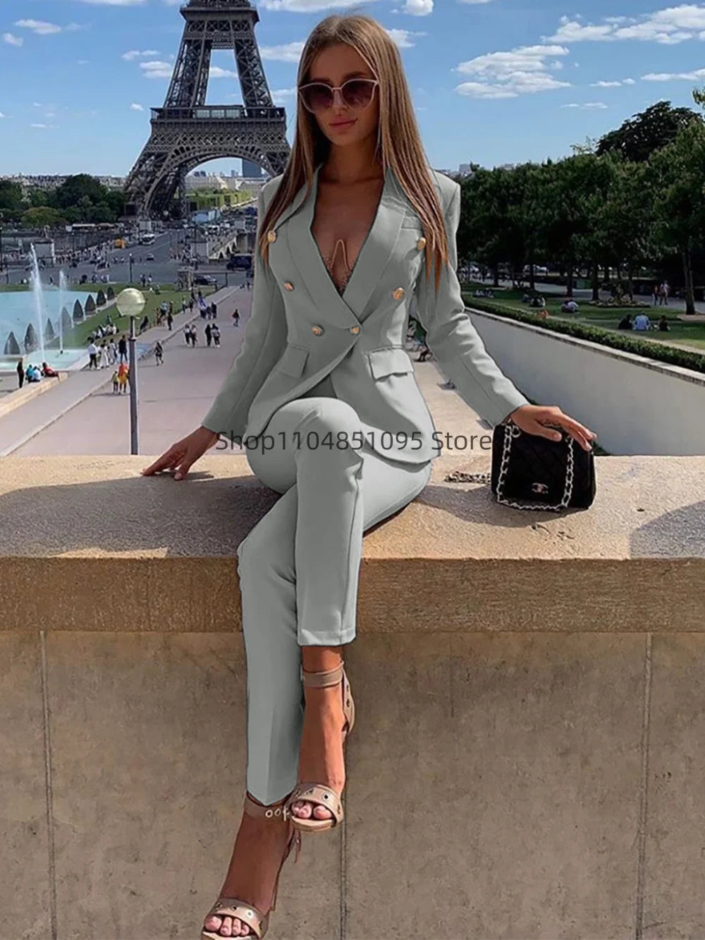 Neue elegante Hosenanzüge Damen Western-Stil Beige 2-teiliges Set glättet Ihre Silhouette für Pendeln Freizeit Damen Anzüge Set