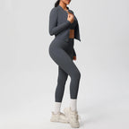 3-teiliges Sportbekleidung Yoga-Set Gym Sport-BH Reißverschlussjacke Leggings Kleidung Sportbekleidung Yoga-Anzüge für Damen Fitness-Set Trainingsanzug