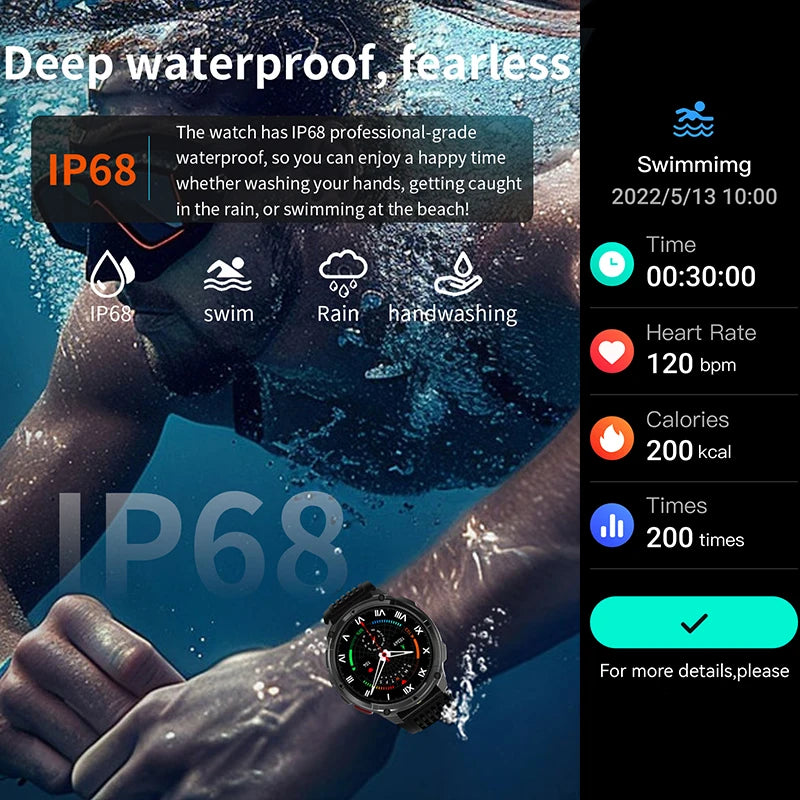 2026 Neue T-Rex 3 Ultra 1100mAh Smartwatch 5ATM Wasserdicht Outdoor Sport GPS Track Herzfrequenz Kompass Bluetooth Anruf Smartwatch