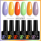 LILYCUTE 6PCS Gel-Nagellack-Set Sommer Neon Nagellack-Gel-Kits für DIY Nagel Semi-Permanenter UV-Lampe Gellack Nagellack-Set