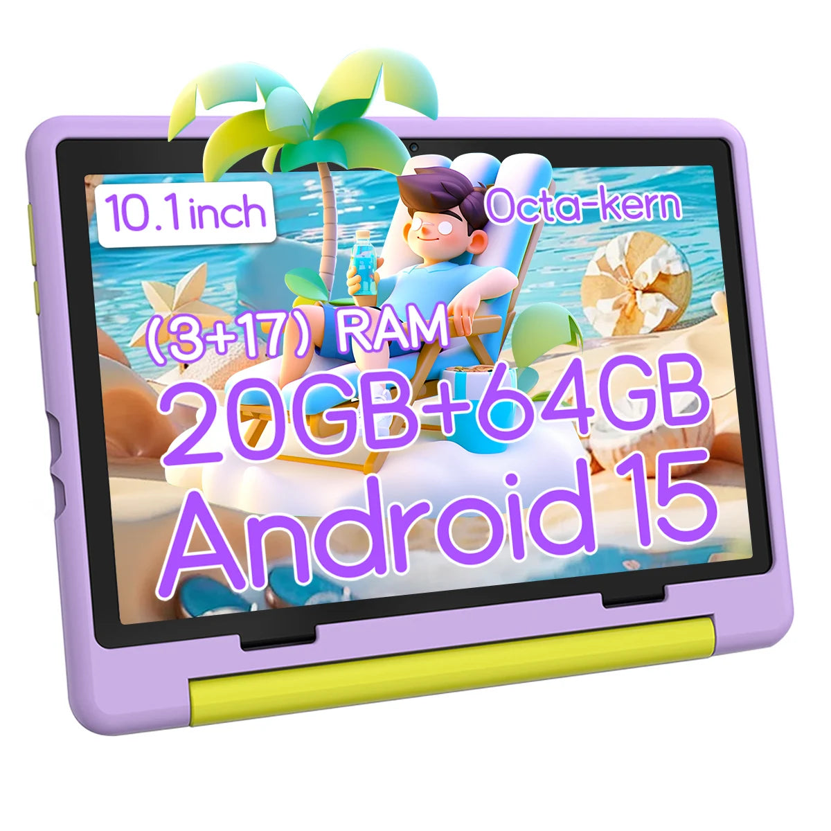 Kinder-Tablet 10 Zoll Android15 20GB RAM 64GB ROM 128GB erweiterbar 5000mAh 8-Core WiFi Bluetooth Kindergeschenk KIDOZ Kindersoftware