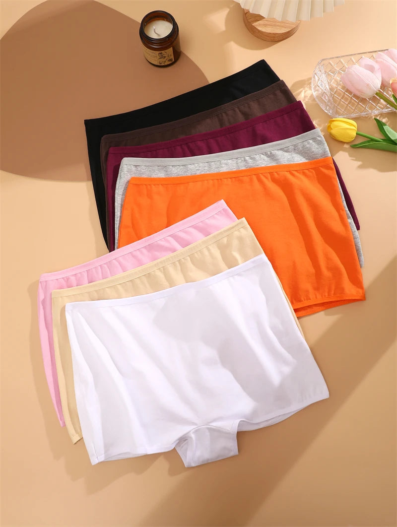 FINETOO 3er-Pack Damen Baumwoll-Boyshorts Atmungsaktive Low-Waist Unifarben Unterwäsche Damen Legere Sport Boxershorts Unterhosen