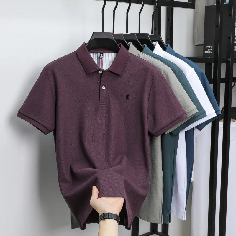 Polo-Shirt aus 100 % reiner Baumwolle, Kurzarm, High-End-Luxusmarke, Mode, Paul Pony Stickerei, Golf, Business Casual Herren T-Shirt