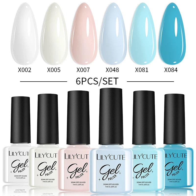 LILYCUTE 6PCS Gel-Nagellack-Set Sommer Neon Nagellack-Gel-Kits für DIY Nagel Semi-Permanenter UV-Lampe Gellack Nagellack-Set