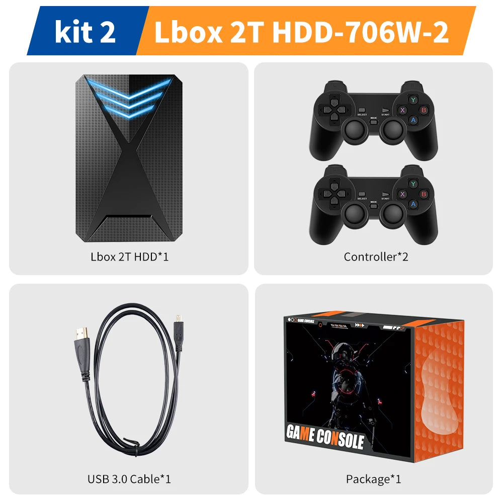 JMachen Hyper Base Lbox Retro-Spielekonsole für PS4/PS3/Switch/PS2/Wii/WiiU/PS1 Launchbox 2TB Gaming-HDD mit über 4200 PC-/3D-Spielen