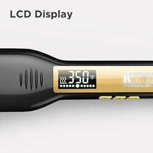 KIPOZI Professioneller Titan-Glätteisen mit digitalem LCD-Display, Dualspannung, sofortige Aufheizfunktion, Lockenstab