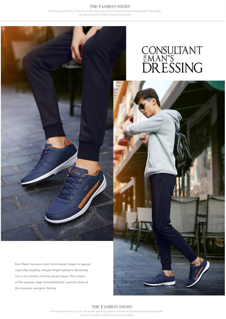 YRZL Herrenschuhe Frühling Herbst Wasserdichte Wandersneaker Freizeit Herren Ledersportschuhe Rutschfeste Tennisschuhe für Herren