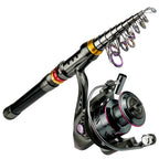 1.8-3.6m Kohlefaser Angelrute und Rollen-Set, superharte Teleskop-Angelrute, Spinnrollen-Set, max. Widerstand 3-8kg Pesca