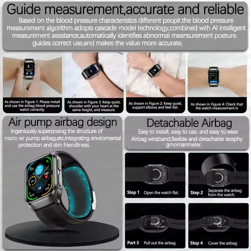 2026Neue Gesundheitsuhr Blutdruck Genaue Messung Smartwatches Herren Harnsäure Blutfette wasserdicht Airbag Smartwatch Damen