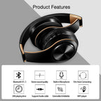 HIFI Stereo Kopfhörer Bluetooth Headset Musikkopfhörer FM und Unterstützung SD-Karte mit Mikrofon für Mobile Xiaomi Iphone Samsung Tablet