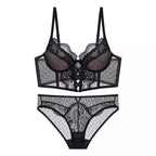 Französische Spitze Push-Up-Dessous-Set Frau dünner Bügel-BH, durchsichtige geraffte Chemise, weich, zierlich, kleine Oberweite S-XL Hot Sale